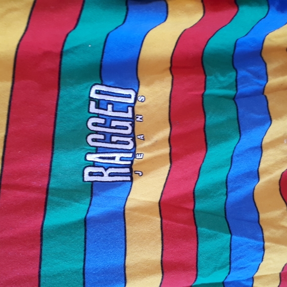 RAGGED JEANS - Multi color striped Long sleeve boxy  top size Small - Picture 2 of 4